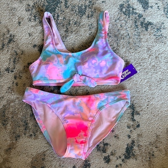 Girls Tie Dye Tie Front Bikini Swimsuit